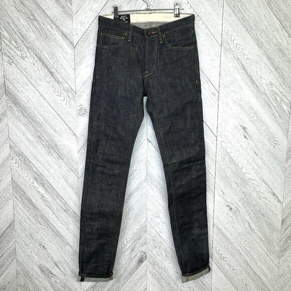 HIUT Denim Jeans Mens Size 29 x 34 Selvedge Skinr Button Fly 100% Cotton - Picture 1 of 10